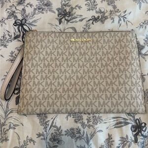 Michael Kors Gold and Tan Wristlet